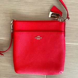 Coach red leather crossbody bag, NWOT
